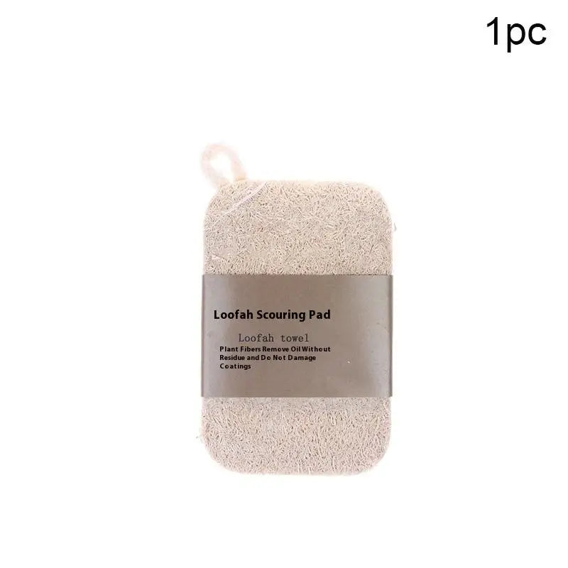10PCS/5PCS/1PC - Double Layer Natural Loofah Sponge For Kitchen Cleaning, Biodegradable, Suitable For Kitchen Cleaning