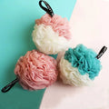 3 PCS Large Bi-Colour Shower Balls Colourful PE Soft Frosted Bubble Bath Flower (Colour Random)