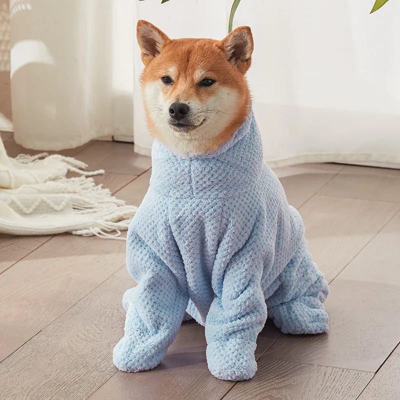 Full-Coverage Absorbent Pet Bathrobe Thick-Added Quick-Dry Microfiber Wrapping Gown for Dogs After Bathing