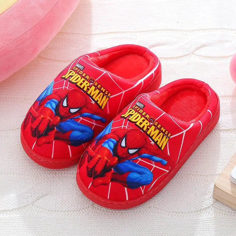 Cartoon Spider-Man Cotton Slippers for Kids – Unisex Winter House Shoes