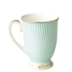 Elegant Tea cups British Purified Ceramic Cups Bone China Blue Stripes Coffee cup Golden Pattern Fashion Unique Design Goblet