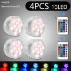 10 LEDs RGB Submersible LED Lights Underwater Night Lamp Battery Operated Garden Swimming Pool Light for Wedding Party Vase Bowl