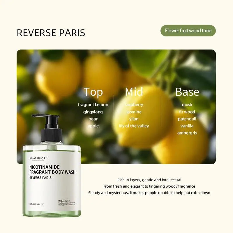 Niacinamide Fragrance Shower Gel 500ml Long-lasting Aroma Moisturizing and Hydrating Body Wash Shower Cream for Women