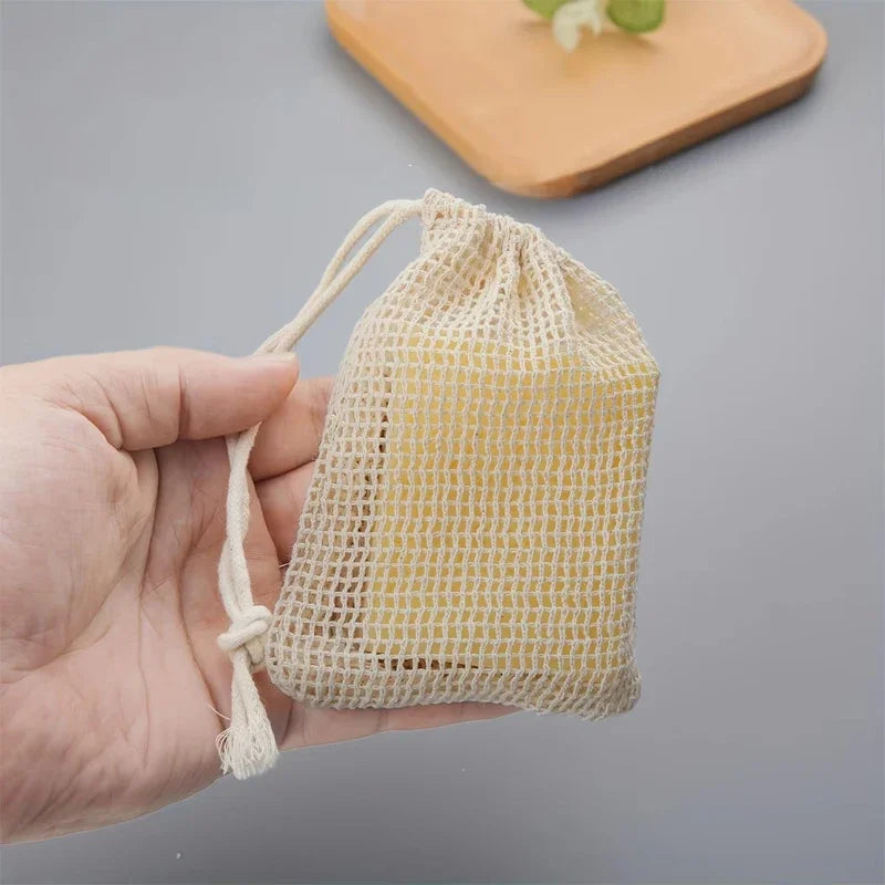 Natural Cotton Soap Saver Bag, 3 Pieces Eco-friendly Handmade lathering Cotton Mesh Soap Pouch For Body Cleansing Skincare