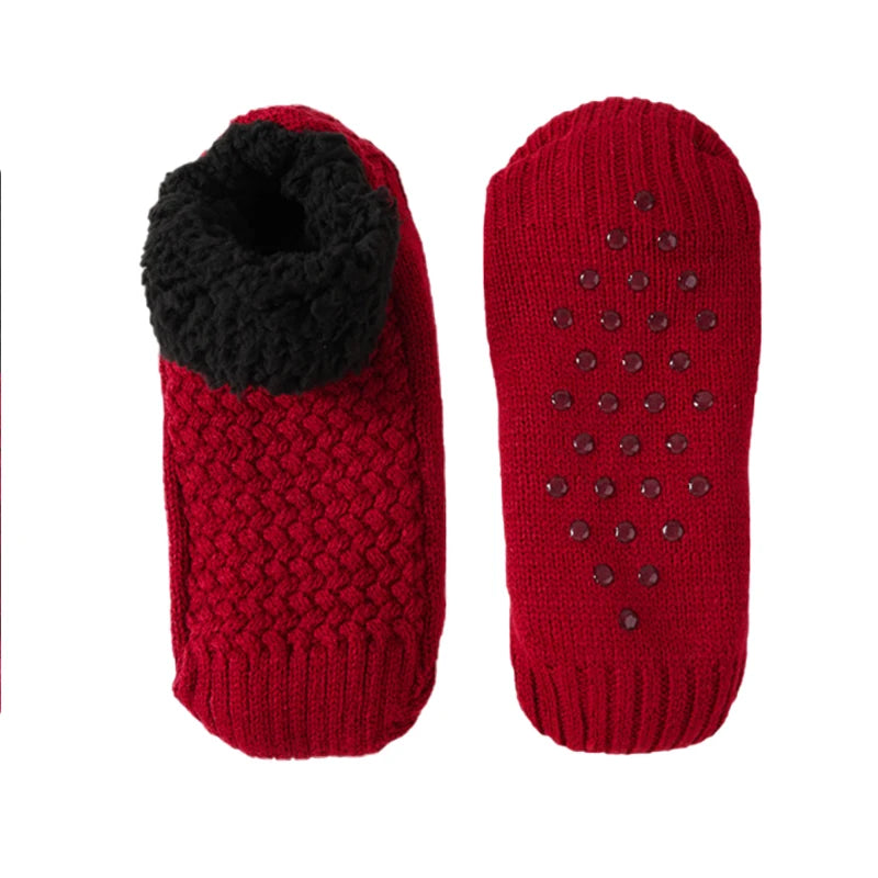 Warm Winter Socks for Women Non-Slip Snow Sleep Socks Cozy Knitted Indoor Floor Slippers with Anti-Skid Bottom for Home