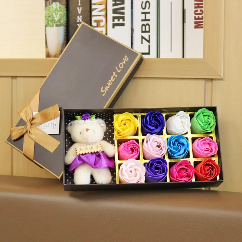 Floral Scented Bath Soap Rose Flower Petals Plant Essential Oil Rose Soap Set Best Gifts for Her Women Girls Mom Lover Birthday