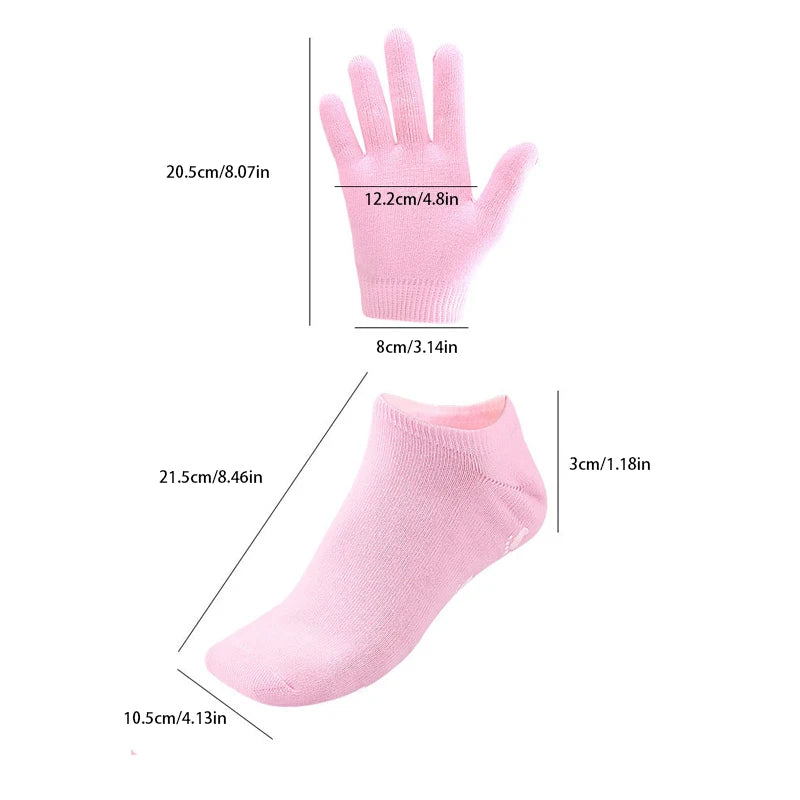 1 set Reusable SPA Gel Socks & gloves Moisturizing whitening exfoliating velvet smooth beauty hand foot care silicone socks