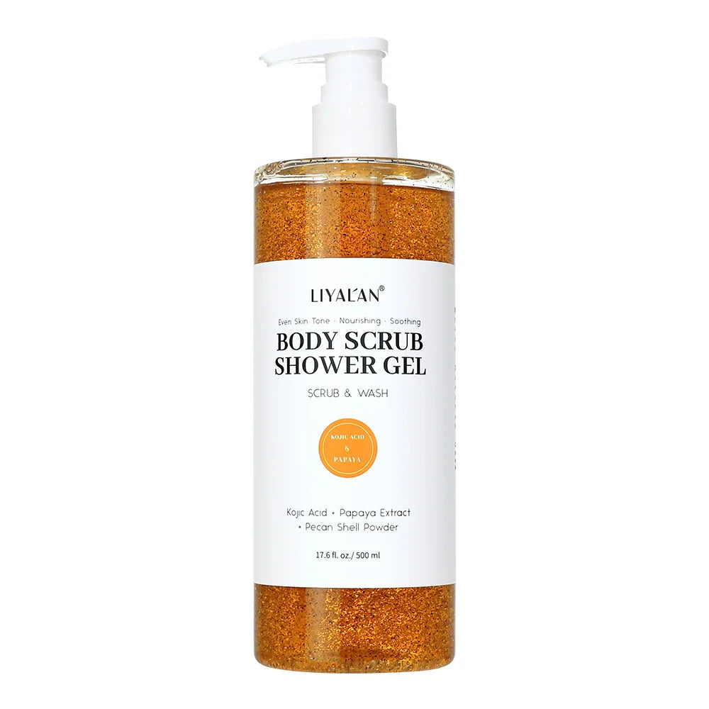 Scrub Shower Gel Turmeric Kojic Acid Even Skin Tone Smooth Exfoliating Moisturizing Soothing Body Wash Body Care Cleansing Bath