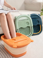 1 Piece Foldable Massage Foot Basin For Adults, Home And Dormitory Use Simple Design With Cover, Deep Soaking Foot Bath