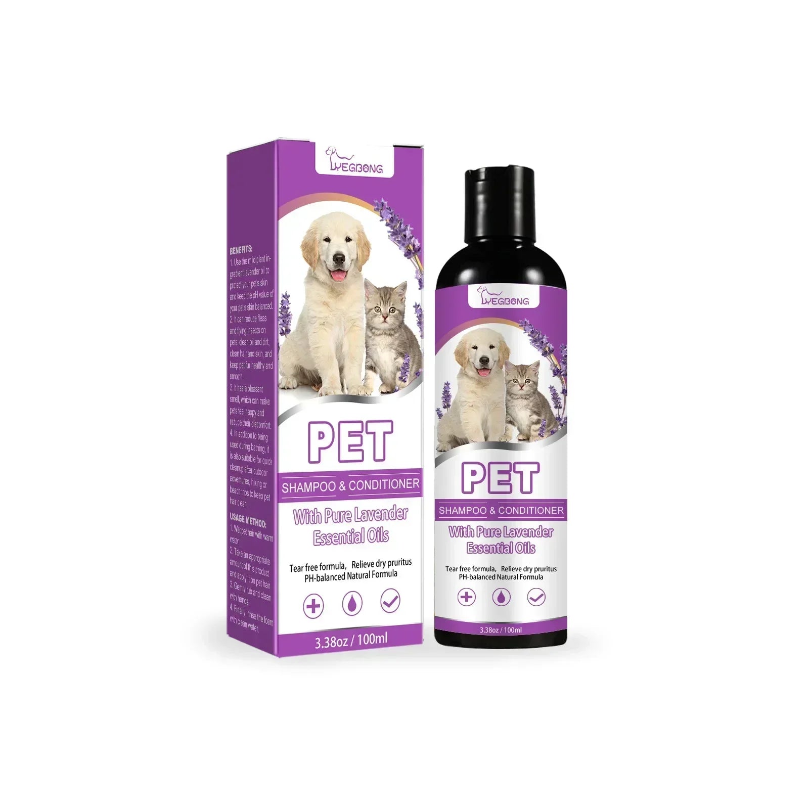 Shampoo Conditioner for Dogs and Cats, Odor Anti Mite Cat Shower Gel, Softening Kitten Body Wash, Dry Itchy Skin Relief Pet Hair