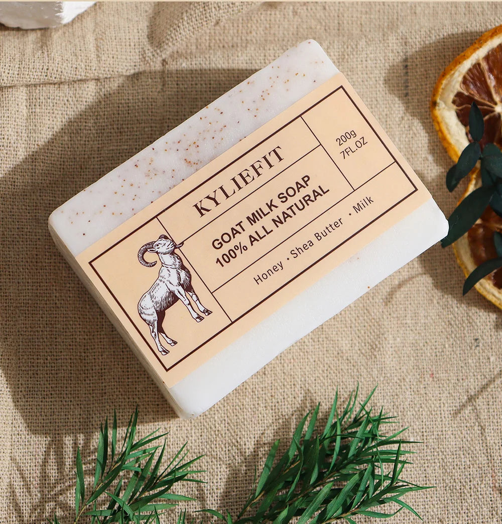 Organic Goat Milk Soap Bar, Natural, Whitening, Cleaning, Whiten, Nourishing, With Honey, Shea Butter, Milk, For All Skin Types