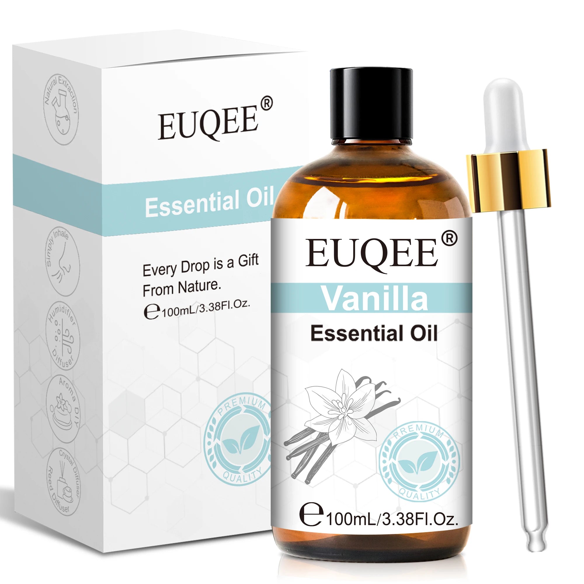 EUQEE 3.38FI.Oz. Aromatherapy Essential Oil For Reed Diffuser Humidifier-100ml Vanilla Lavender Cinnamon Lemon Essential Oils