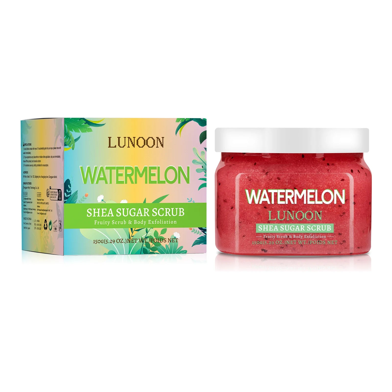 Natural Watermelon Shea Sugar Scrub 150g - Body Exfoliator, Moisturizing, Smooth & Glowing Skin, For Elbows, Knees, Back & Legs