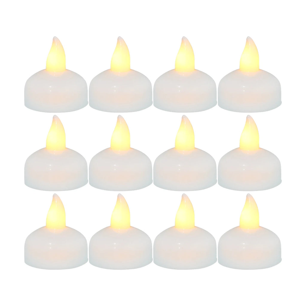 12Pcs LED Floating Candle Light Waterproof Flameless Floating Tealight Smokeless Flickering Prop Lamp Decor for Party