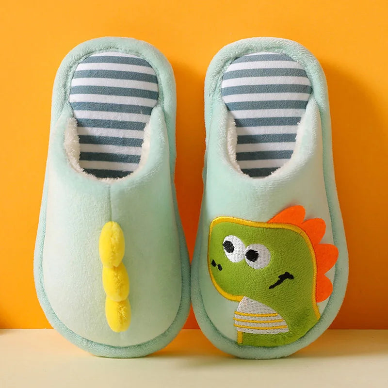 Dino Slide on Slippers for Kids – Unisex Cartoon House Shoes