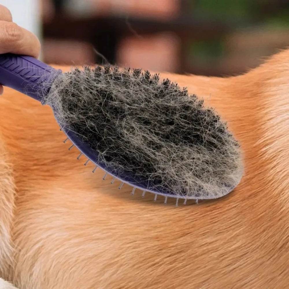 Dog Comb Double Sided Dog Brush Pet Hair Remover Massage Dogs Brush Pet Grooming Comfortable Handle Dogs Hair Brush Pet Supplies