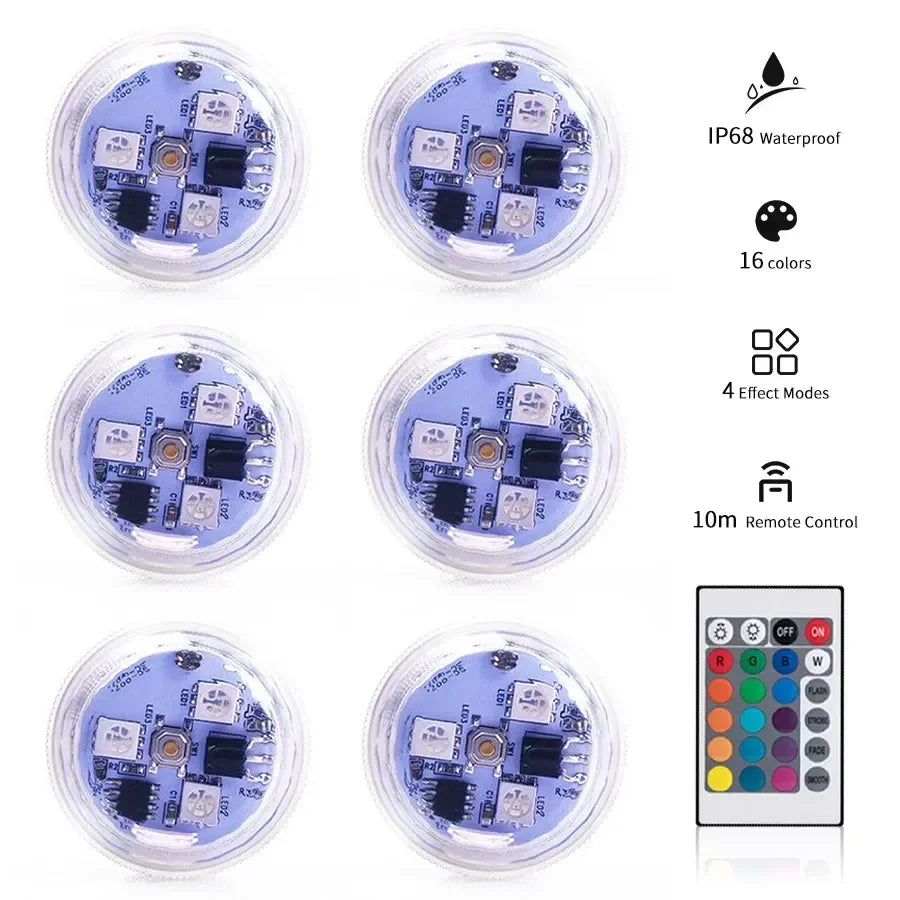 Submersible LED Lights with Remote Control RGB Changing Underwater Light Small Led Candle Light for Pool Party Wedding Decor