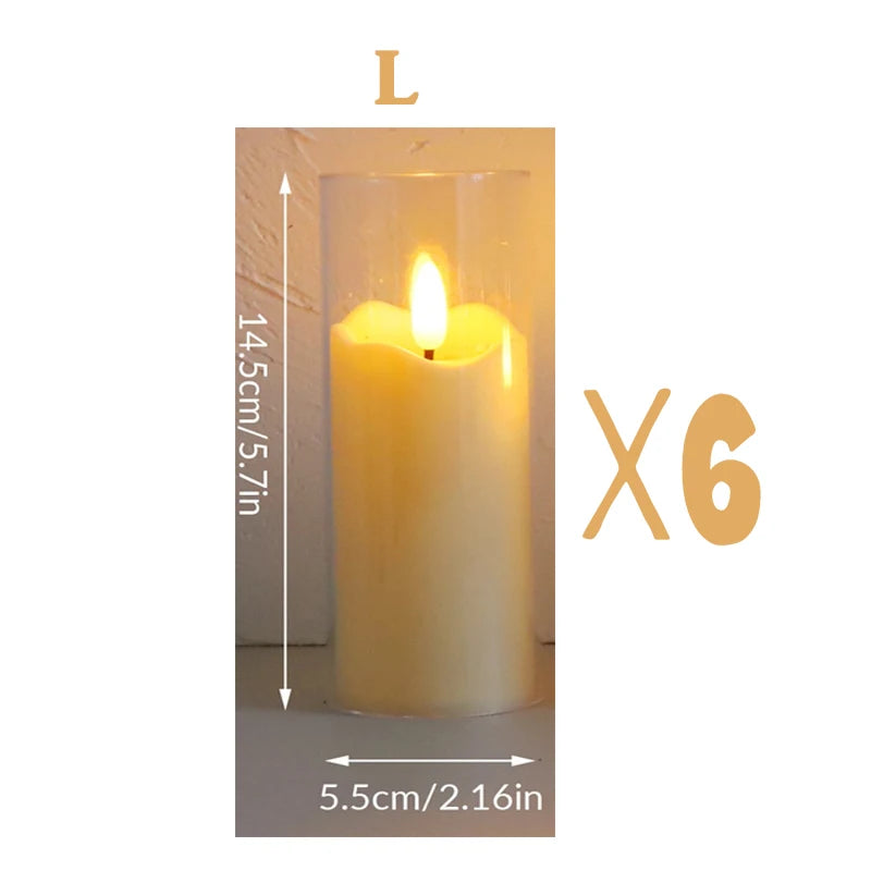 1/3/6Pcs Led Flameless Electric Candles Lamp Acrylic Glass Battery Flickering Fake Tealight Candle Bulk For Wedding Christmas