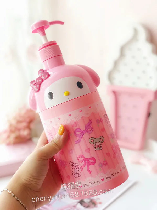 2025 New Kawaii Hello Kitty Large Capacity Shower Gel Dispensing Bottle Sanrio Cartoon MyMelody Shampoo Pressing Bottle