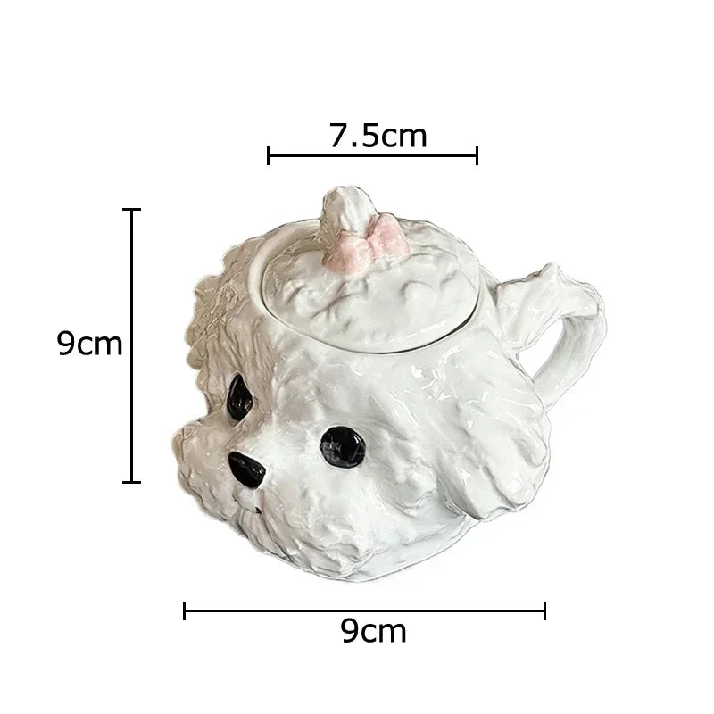 Cute Teddy Dog Shaped Mug European Ceramic Cup&saucer Dining Table Coffee Cup Cloud Puppy Afternoon Tea Milk Tea Mugs Drinkware