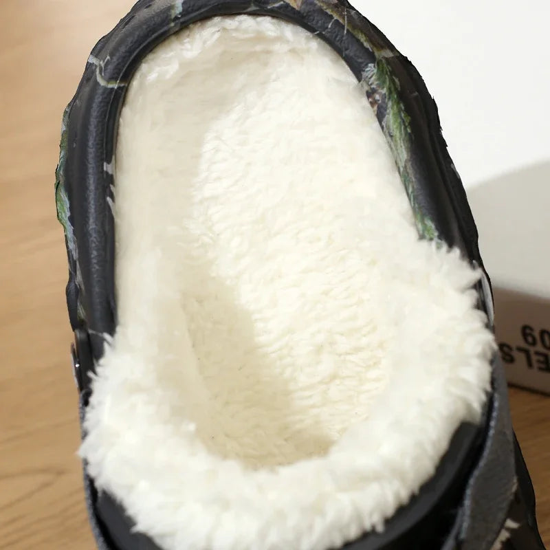 Waterproof cotton slippers for men winter 2024 new cashmere thickened warm waterproof non-slip indoor shoes