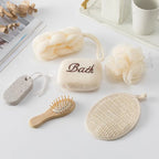 Spa Shower Gift Set for Women - Complete Bathing Kit with Sisal Gloves, Back Scrubber & Foot Care Tools