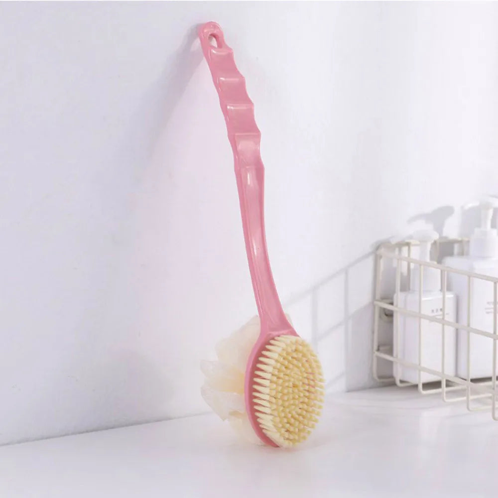 Bath Body Brush 2-in-1 Soft Back Brush Gentle Exfoliating Shower Sponge Scrubbing Brush Bathroom Cleaning Tool Accessories