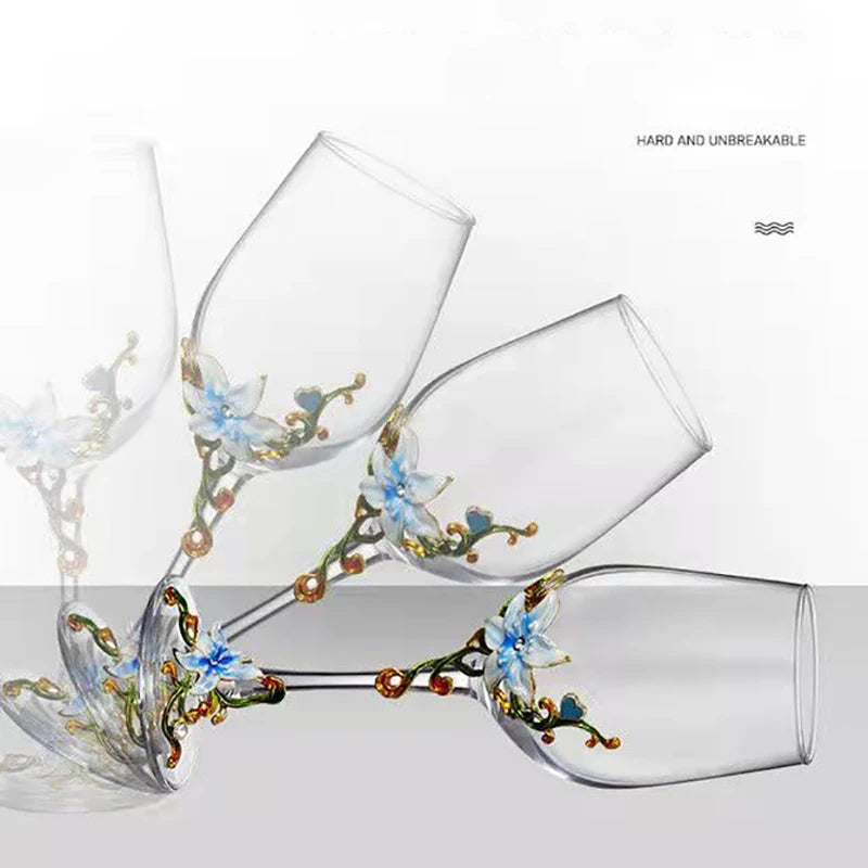 Creative Enamel Crystal Goblet Glasses for Champagne Glass Luxury Glass Cups Glasses of Wine Wineglass Vintage Drinking Cup Set