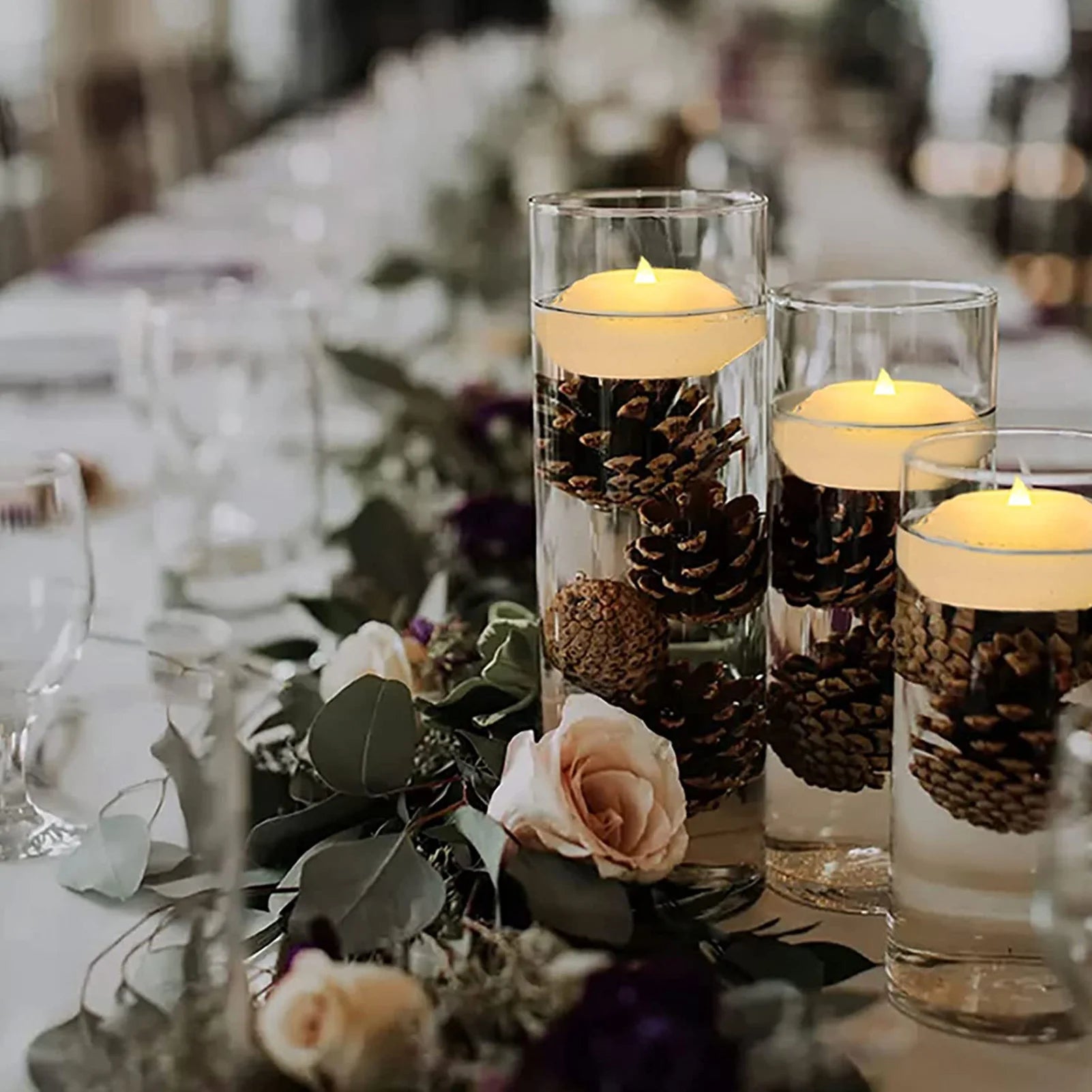 Floating Tealights Candles Flickering Candles Flameless Tea Lights Party Wedding Praying Memorial Festival Event Blessing