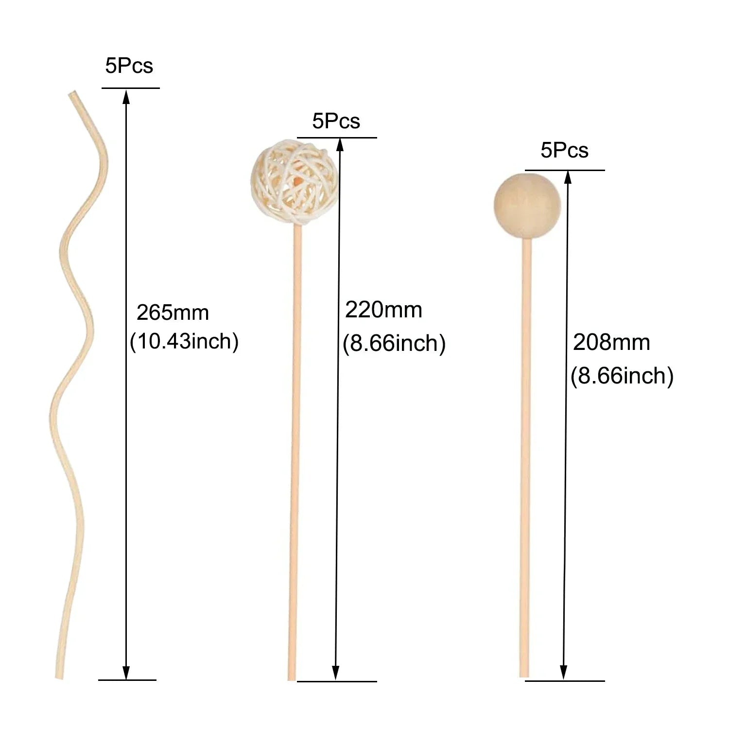 5/15Pcs Rattan Reed Diffuser Sticks Refill, 3mm Wavy Long, for Essential Oil Airs Freshener, High Quality Home Fragrance