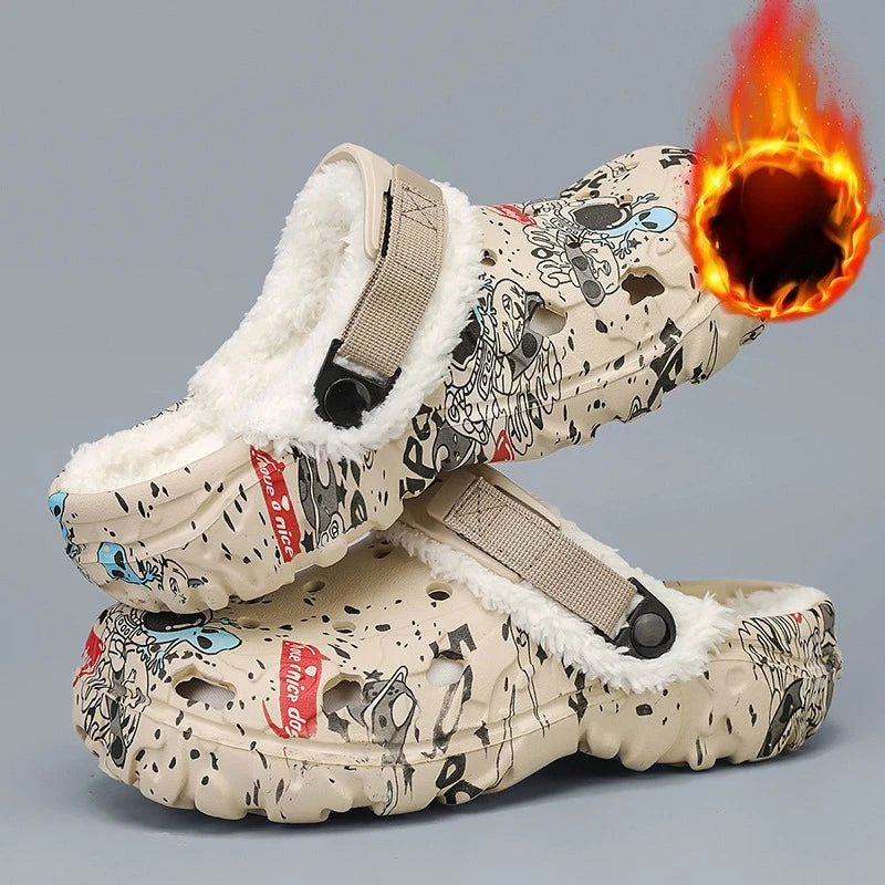 Warm Winter Slippers for Men Short Plush Cotton House Shoes Non-Slip Comfortable Indoor Outdoor Soft Cozy Home Footwear Size 47