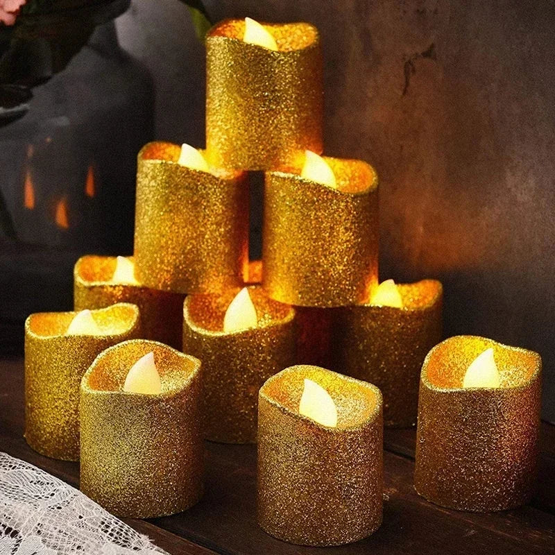 12Pcs Flameless Led Candles Light Tealight Battery Power Candles Lamp Birthday Candle Light Christmas Wedding Party Home Decor