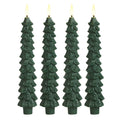 4pcs Christmas Tree LED Flameless Taper Candles, Flickering Christmas LED Taper Candles Light Battery Operated
