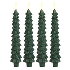 4pcs Christmas Tree LED Flameless Taper Candles, Flickering Christmas LED Taper Candles Light Battery Operated