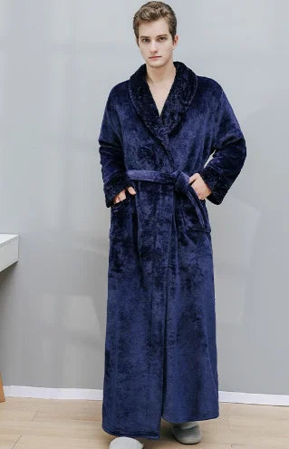 Women Men Flannel Bath Robe Sleepwear 2022 Autumn Winter Extra Long Home Dressing Gown Plush Couple Bathrobe Thick Warm Robes