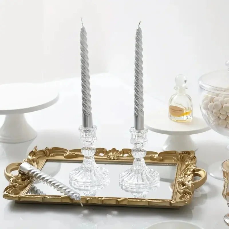 Candle Holders Retro Transparent Glass Candle Holders Suitable For Pillar Candles, Weddings, Holiday Parties Decoration