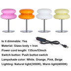 Macaroon Glass Table Lamp Dimming Bedroom Bedside Study Reading Led Night Light Home Decor Atmosphere Lamps Stained Desk Lamp