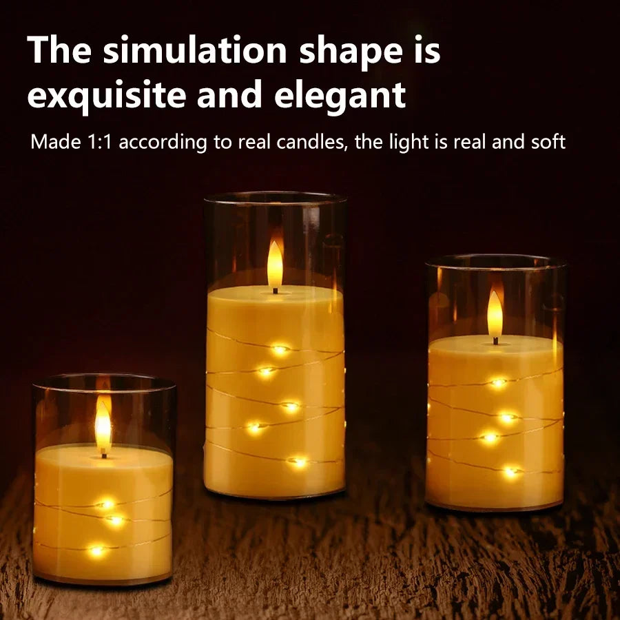 Flameless Led Candles 3 Pack with Remote Control AA Battery Powered Timmer Function Fairy Lights Pillar Candle Light Romantic