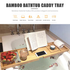 Bathtub Caddy Tray Bamboo Spa Bathtub Caddy Organizer Book Wine Tablet Holder Reading Rack Nonslip Bottom Extendable Sides