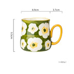 1pcs ceramic mug, hand drawn style water cup, 16oz/480ml breakfast cereal coffee cup
