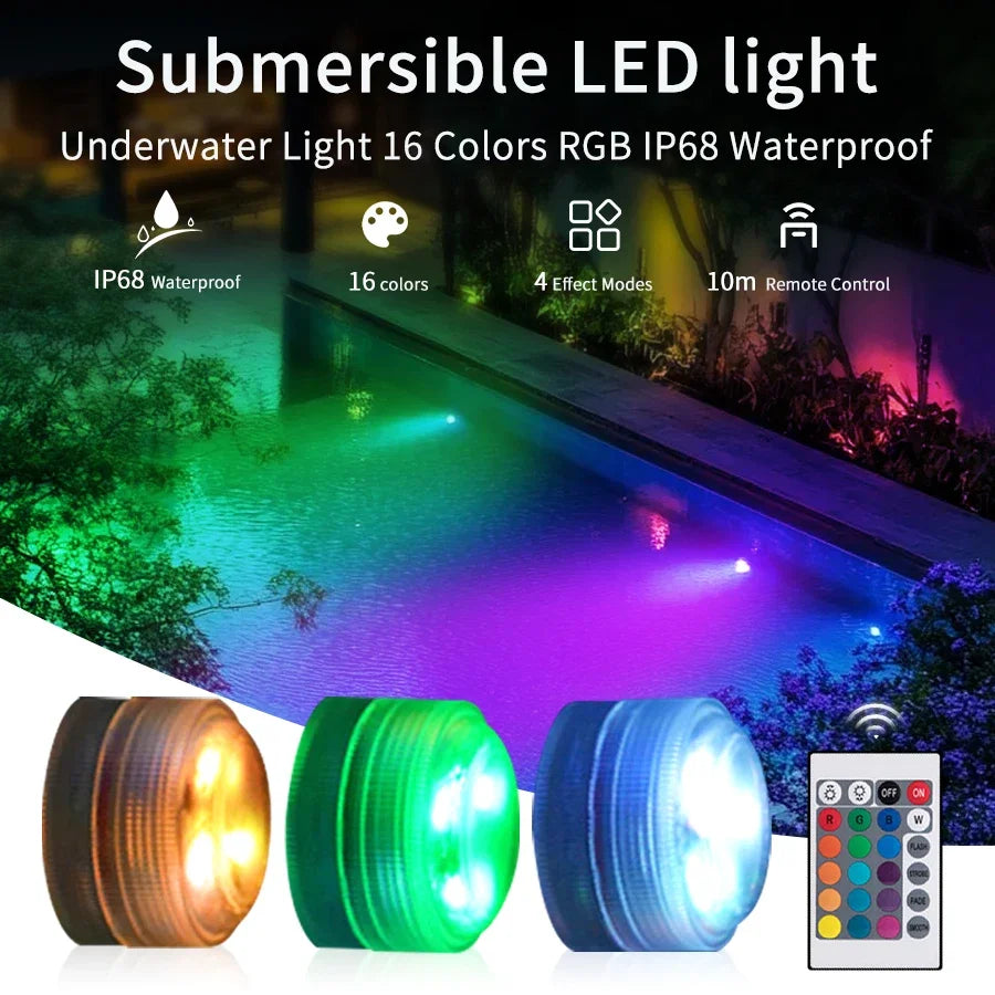 LED Underwater Light 3Leds RGB Submersible Night Lamp Battery Powered Garden Swimming Pool Light For Wedding Party Vase Bowl