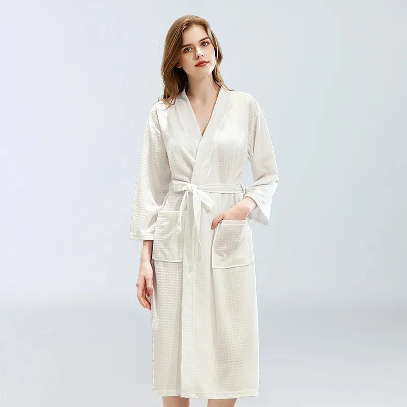 Spring and Summer Waffle Bathrobe Men and Women Sauna Clothing Sweatshirt Robe Men's Water-Absorbent Quick-Drying Homewear