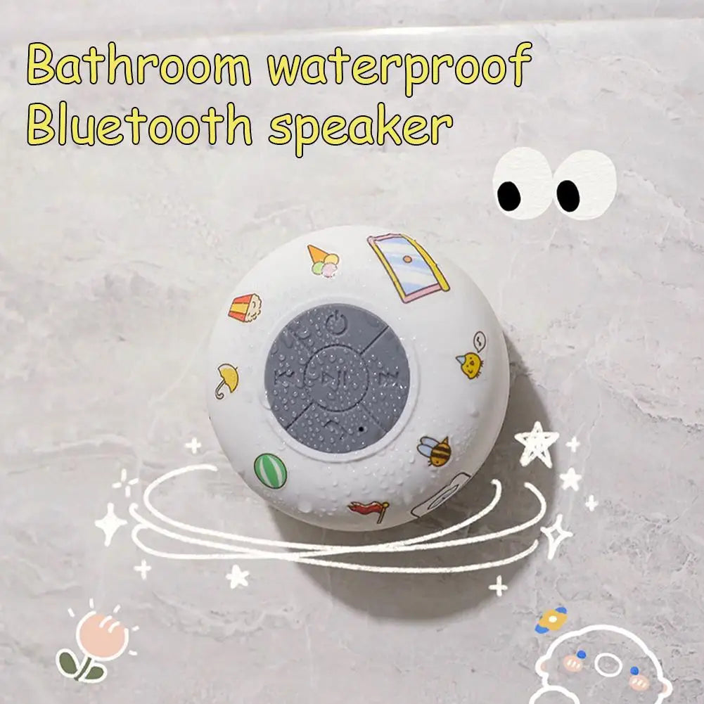 Bathroom Waterproof Bluetooth5.0 Speaker Mini Sucker Shower Listening Music Wireless Portable Speaker Outdoor Gift Cute Stickers