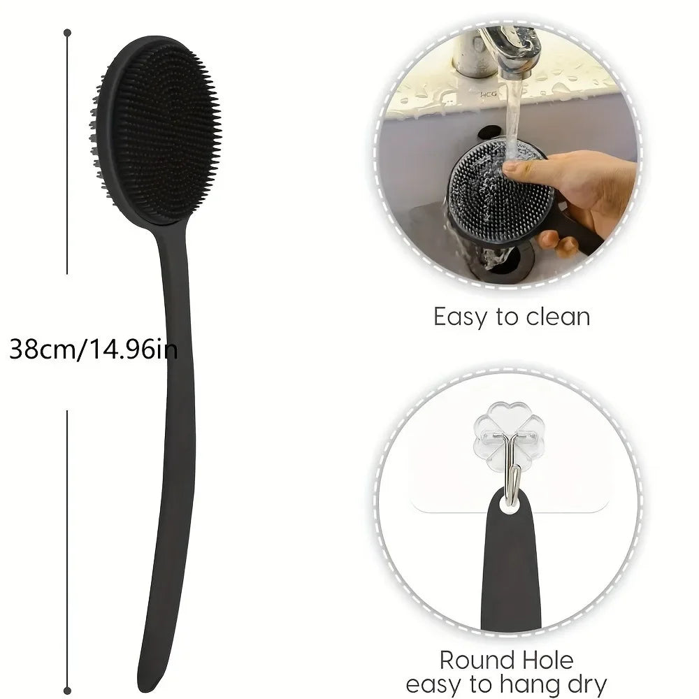 Bath back brush, suitable for deep body cleansing and exfoliation massage during showers, with soft bristles on both sides