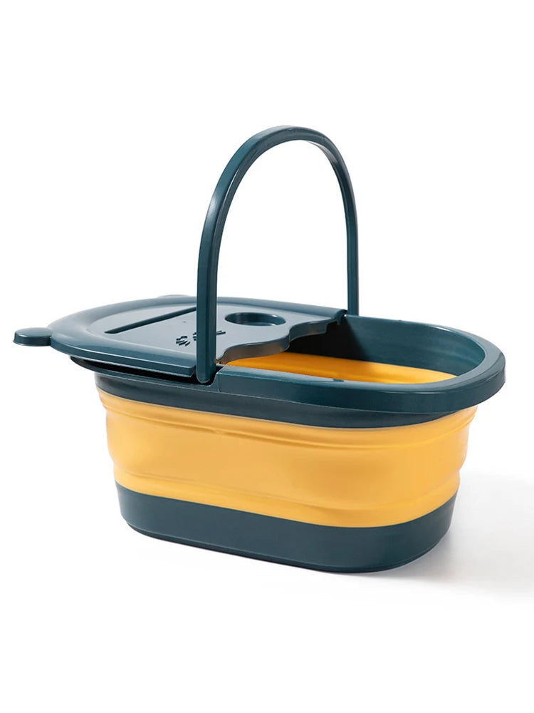 1 Piece Foldable Massage Foot Basin For Adults, Home And Dormitory Use Simple Design With Cover, Deep Soaking Foot Bath