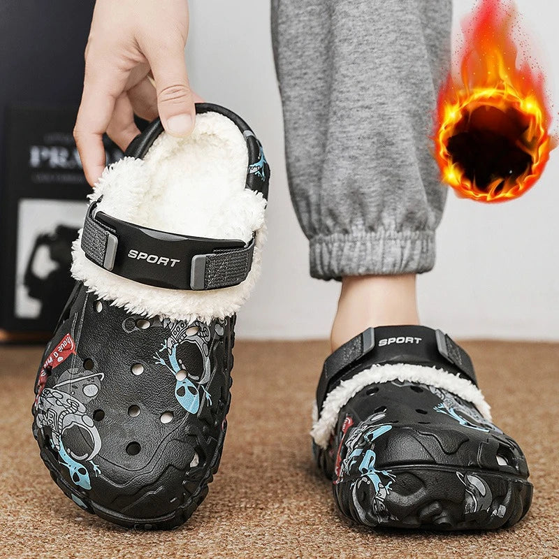 Warm Winter Slippers for Men Short Plush Cotton House Shoes Non-Slip Comfortable Indoor Outdoor Soft Cozy Home Footwear Size 47