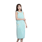 Bath Towel Wrap Dress for Women - Long Style Skirt, Quick-Dry Hair, Wearable and Washable Polyester Robe Quick-Dry  Compressed