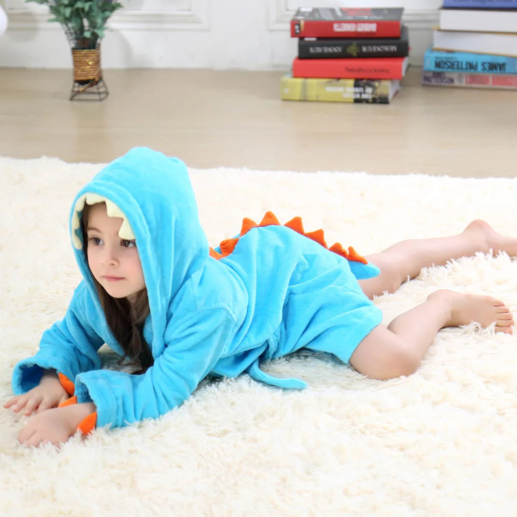 Children's Bathrobe Hooded Dragon Paw Design Thick 100% Cotton Baby Bath Towel Girls Kids 1-6 Years Shower Hoodies Bath Robes