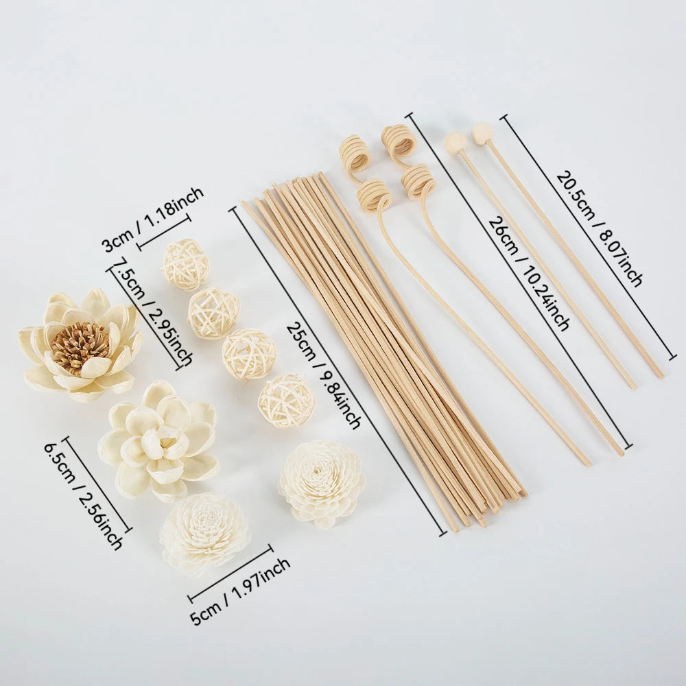 32pcs Reed Diffuser Sticks Set Multi-Style Natural Rattan for Essential Oil & Home Fragrance