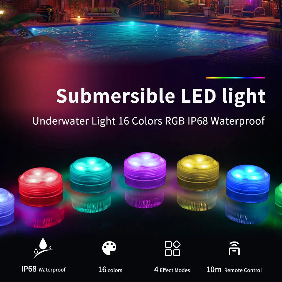 LED Underwater Light 3Leds RGB Submersible Night Lamp Battery Powered Garden Swimming Pool Light For Wedding Party Vase Bowl